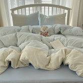 Sophia Gingham Lace Washed Cotton Bedding Set - Ocean Blue